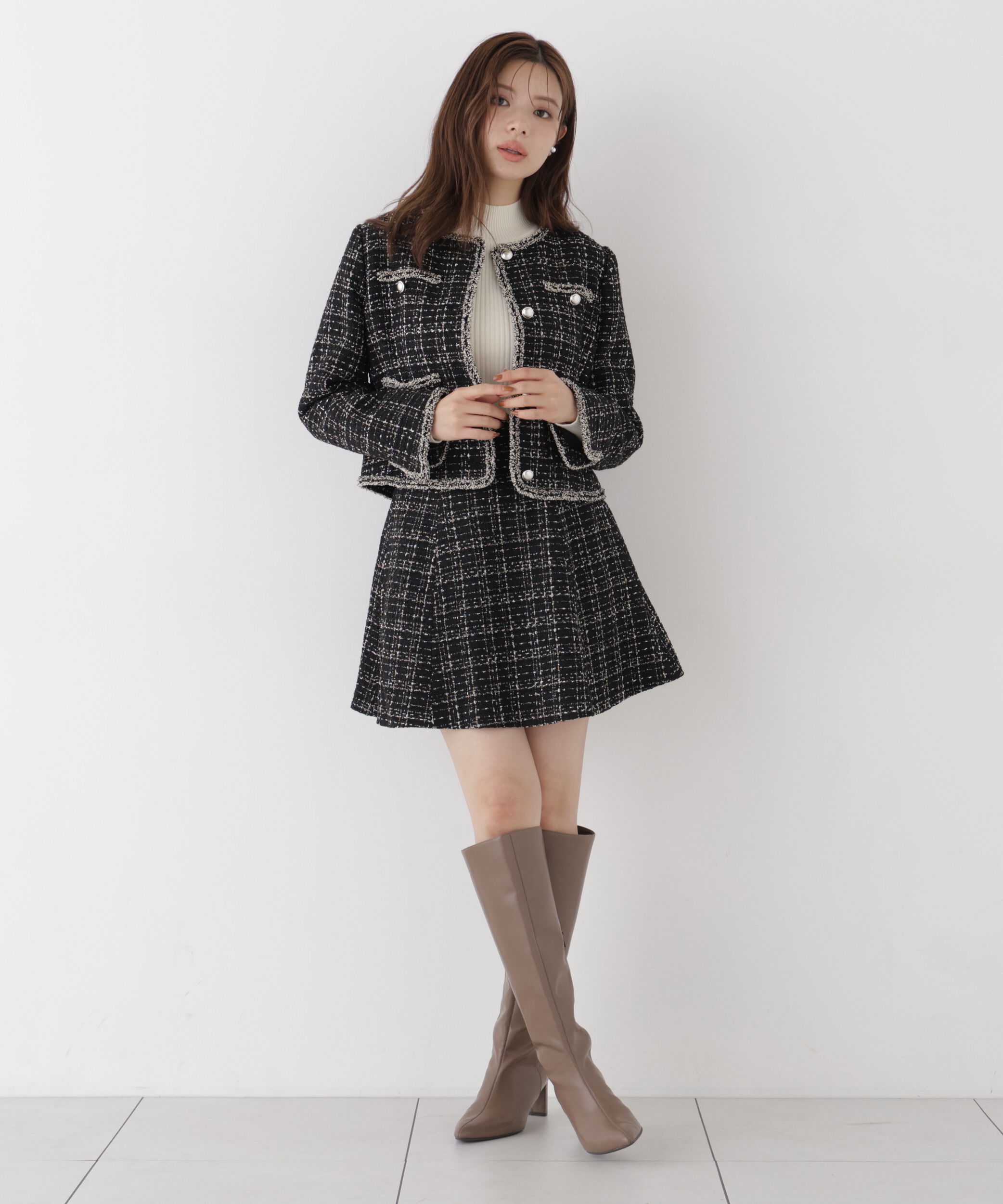 PROPORTION BODY DRESSING「ツイードミニフレアスカート」|スカート|