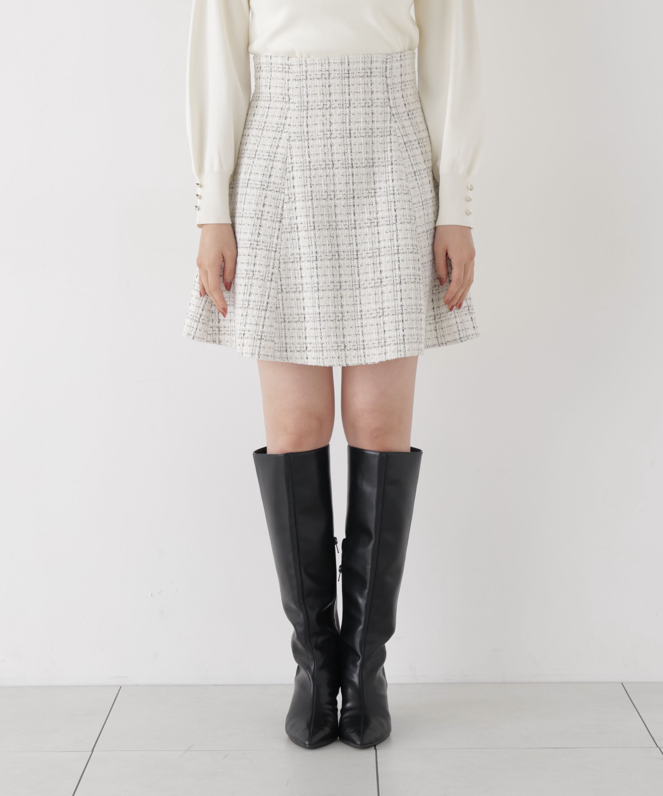 PROPORTION BODY DRESSING「ツイードミニフレアスカート」|スカート|