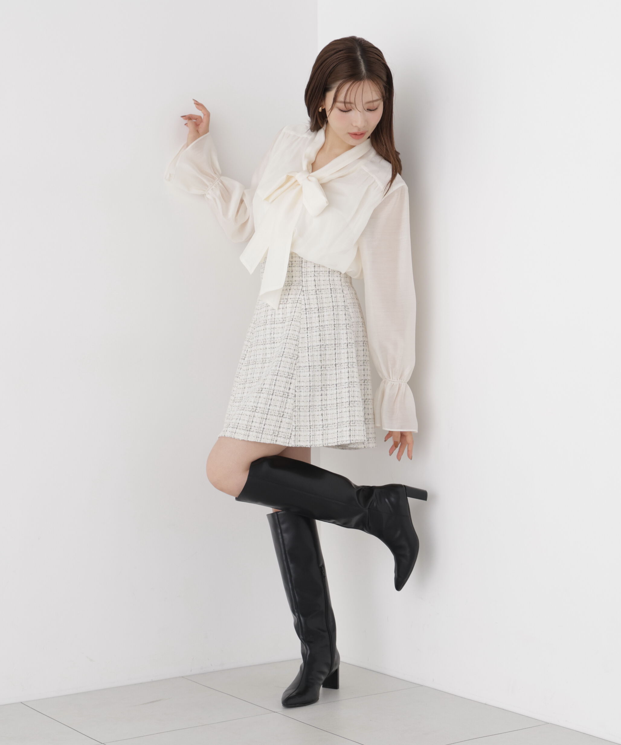 PROPORTION BODY DRESSING「ツイードミニフレアスカート」|スカート|