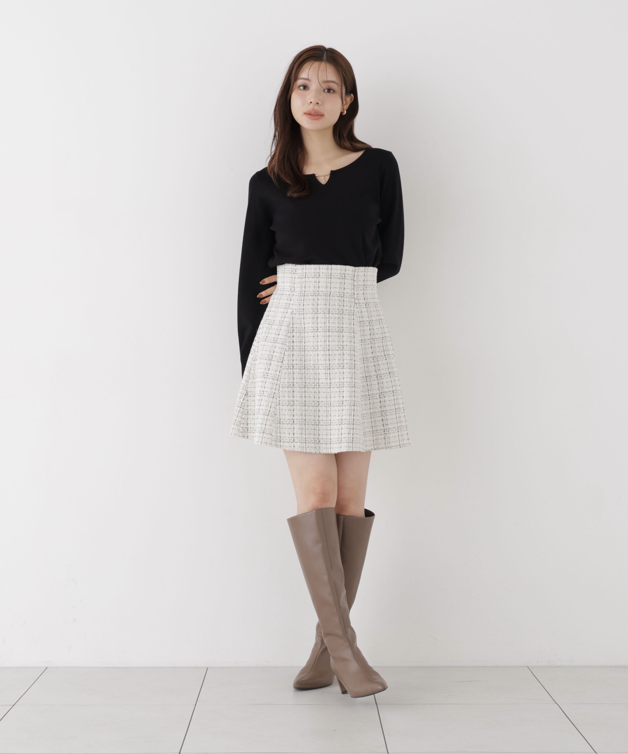 PROPORTION BODY DRESSING「ツイードミニフレアスカート」|スカート|