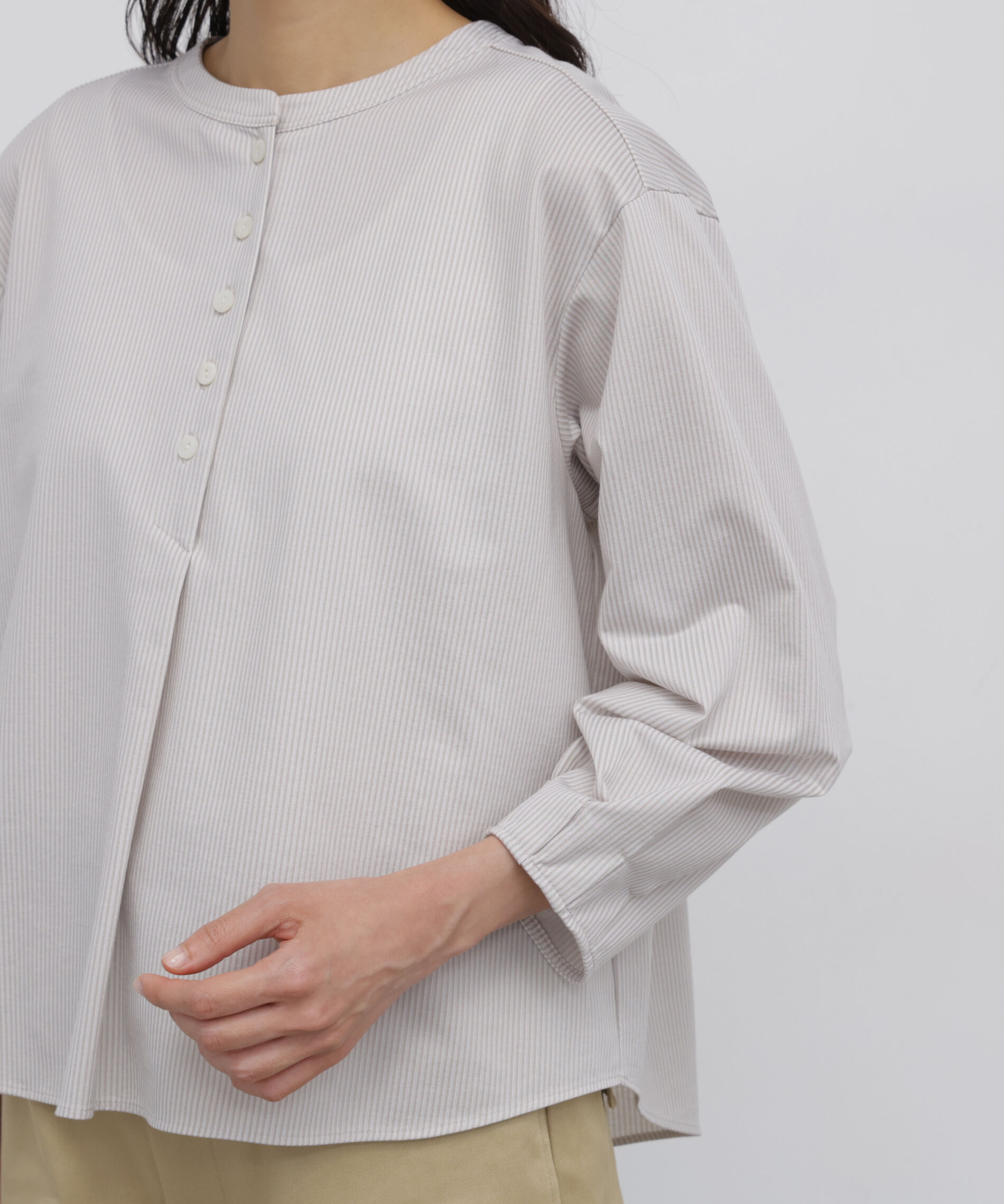  「◆《ジャージー素材》 トリコットカットソー釦ブラウス」|Tシャツ・カットソー|