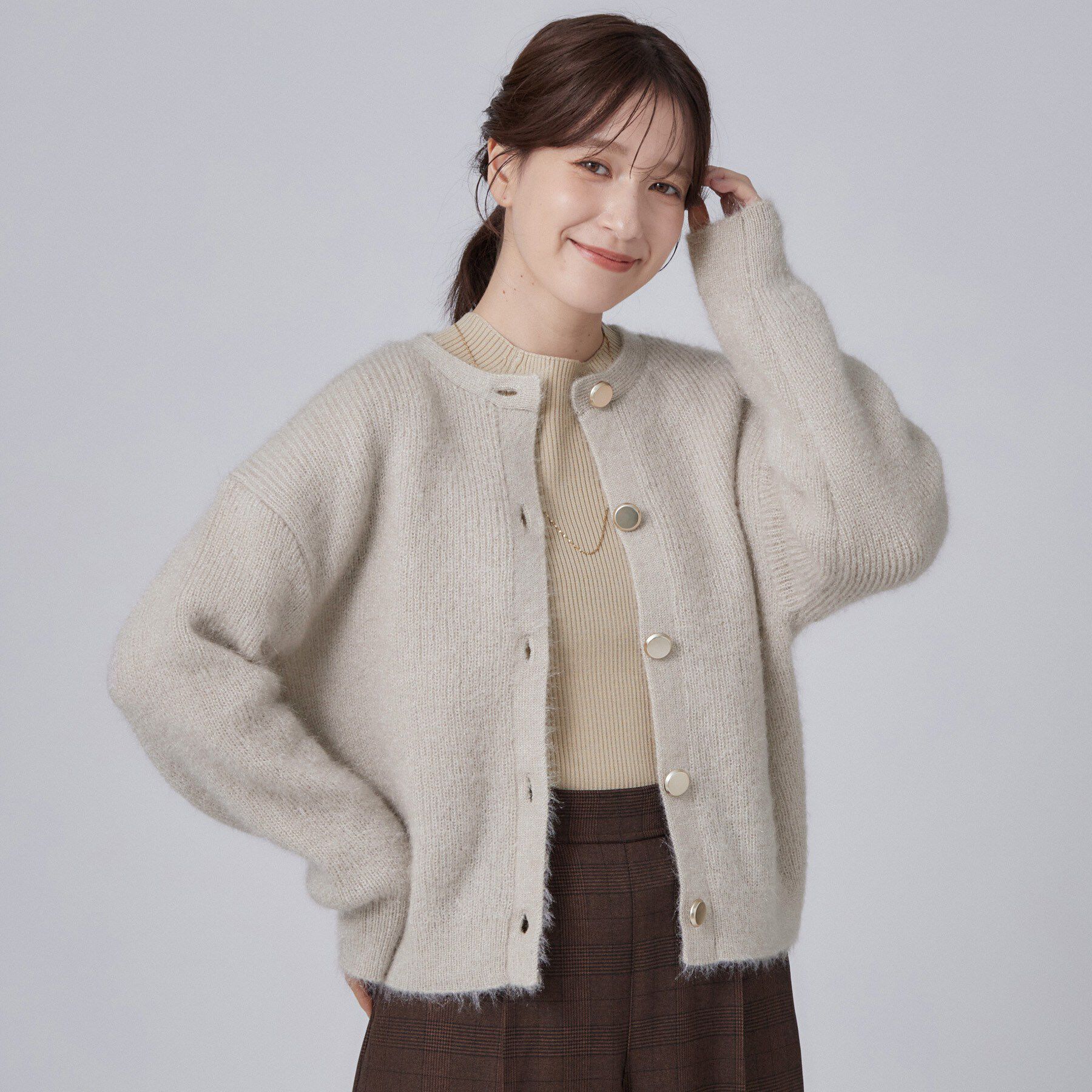 SHOO･LA･RUE「【S-LL】ゆるもこ シャギーニットカーディガン」|カーディガン|