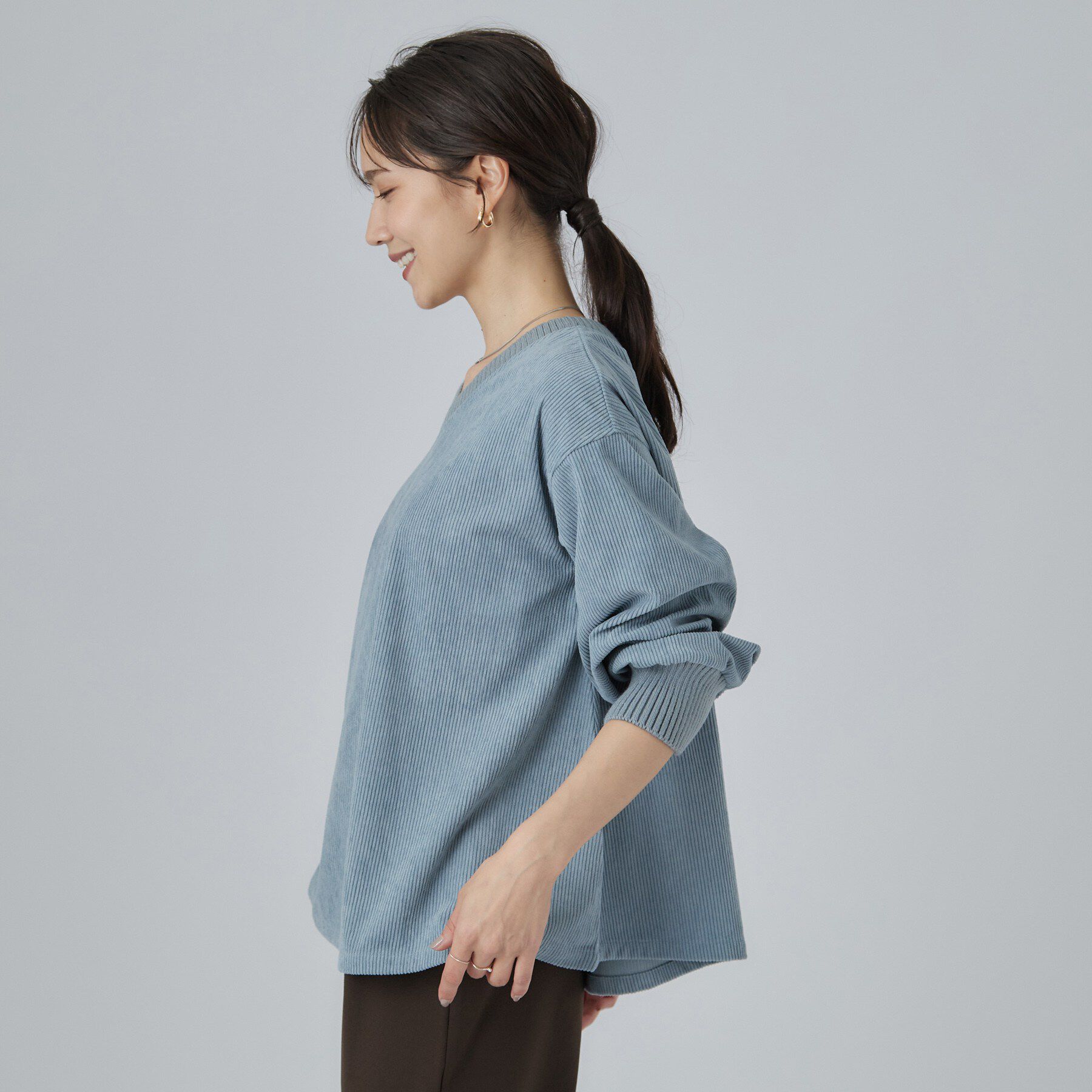 SHOO･LA･RUE「コーデの幅が広がる！コーデュロイ2WAYプルオーバー」|Tシャツ・カットソー|
