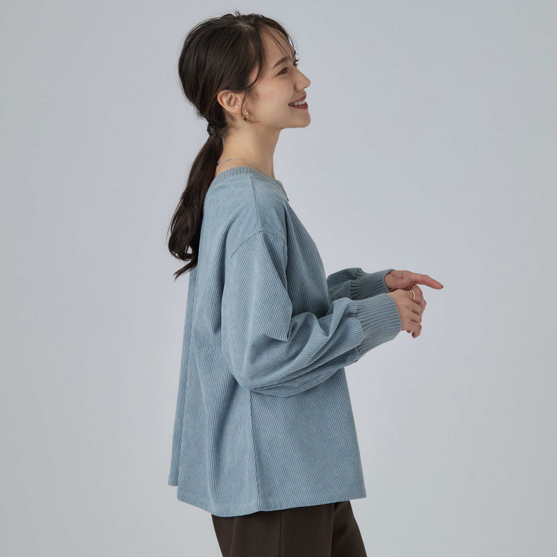 SHOO･LA･RUE「コーデの幅が広がる！コーデュロイ2WAYプルオーバー」|Tシャツ・カットソー|