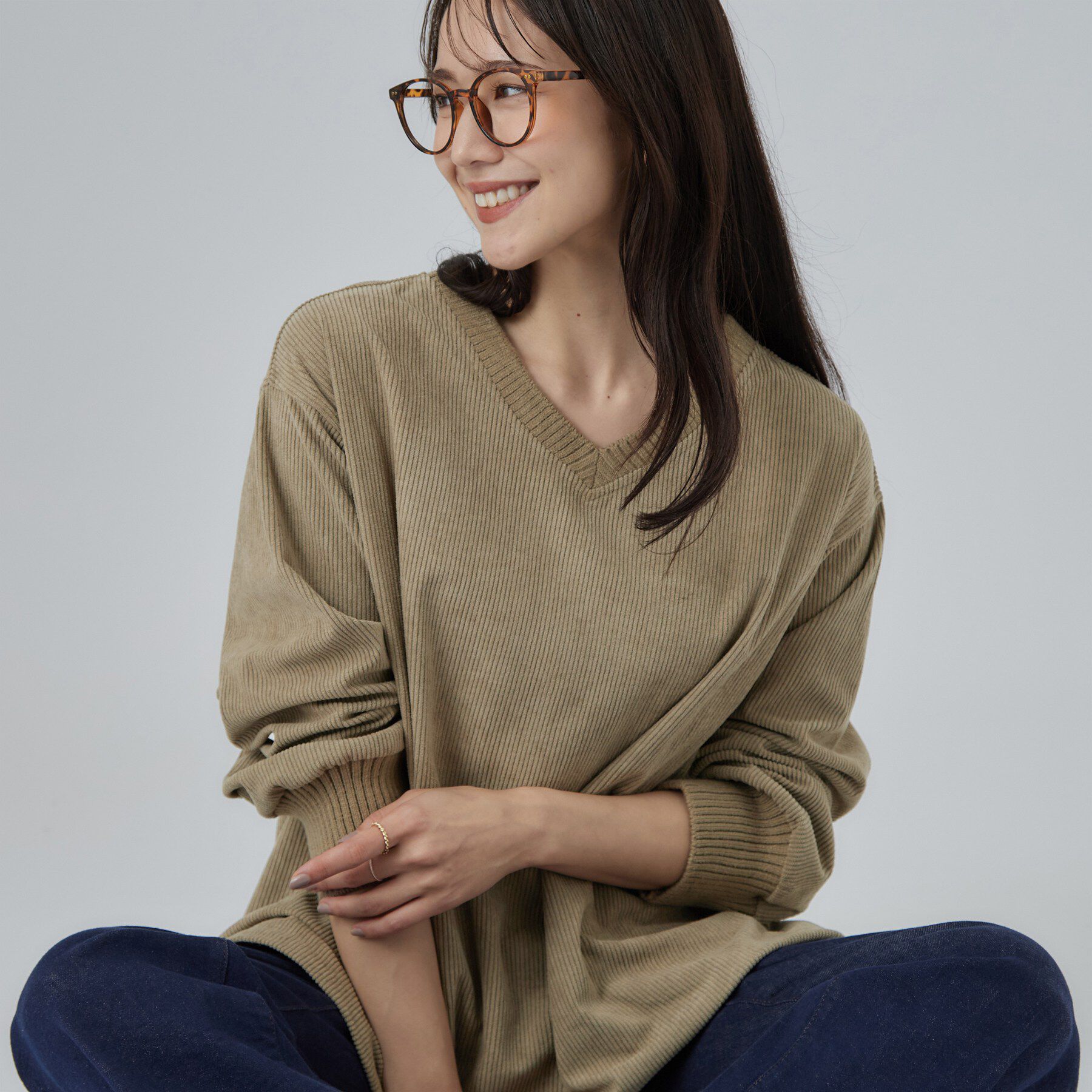 SHOO･LA･RUE「コーデの幅が広がる！コーデュロイ2WAYプルオーバー」|Tシャツ・カットソー|モカブラウン(042
