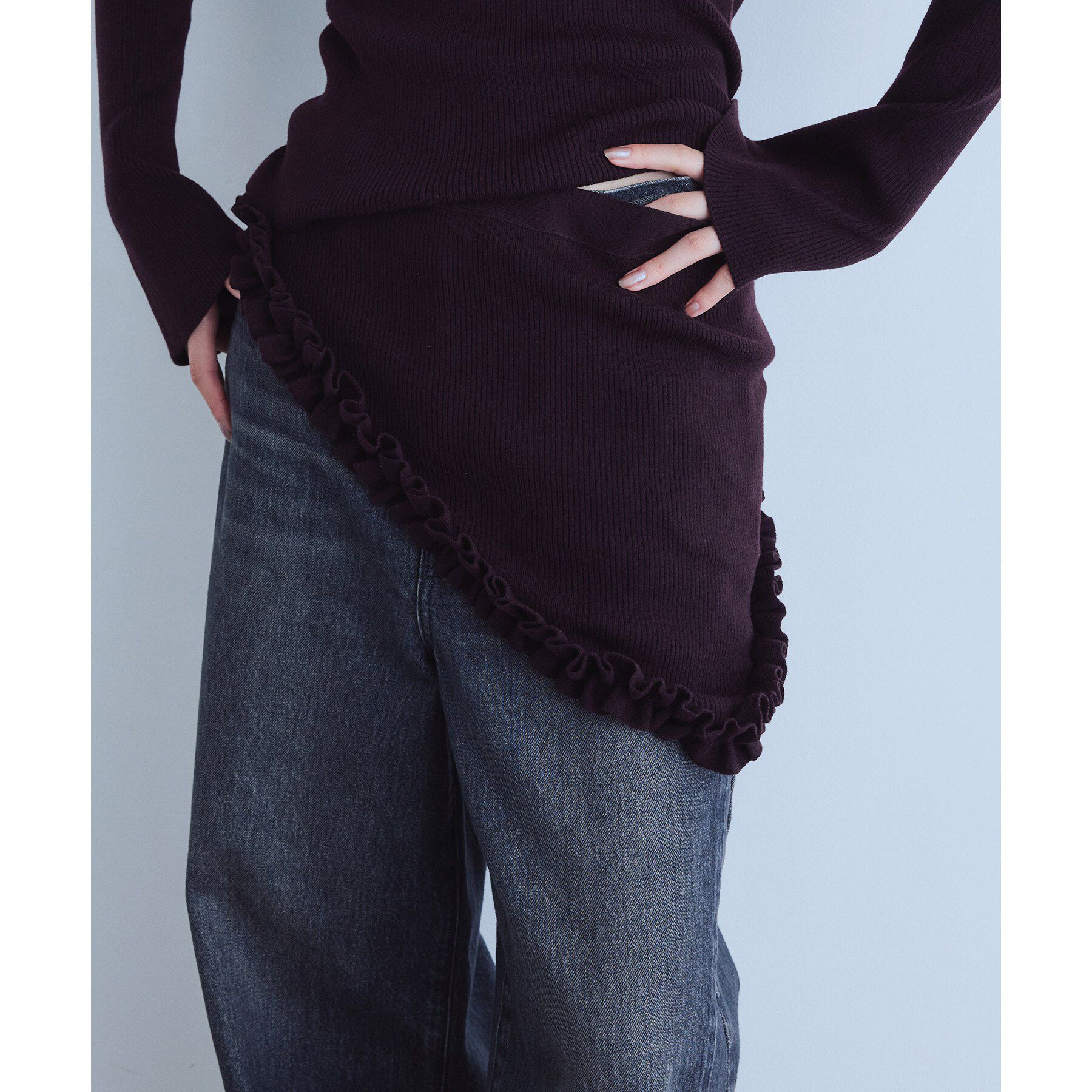 CODE A「frill frame scarf」|バンダナ・スカーフ|ボルドー(064)