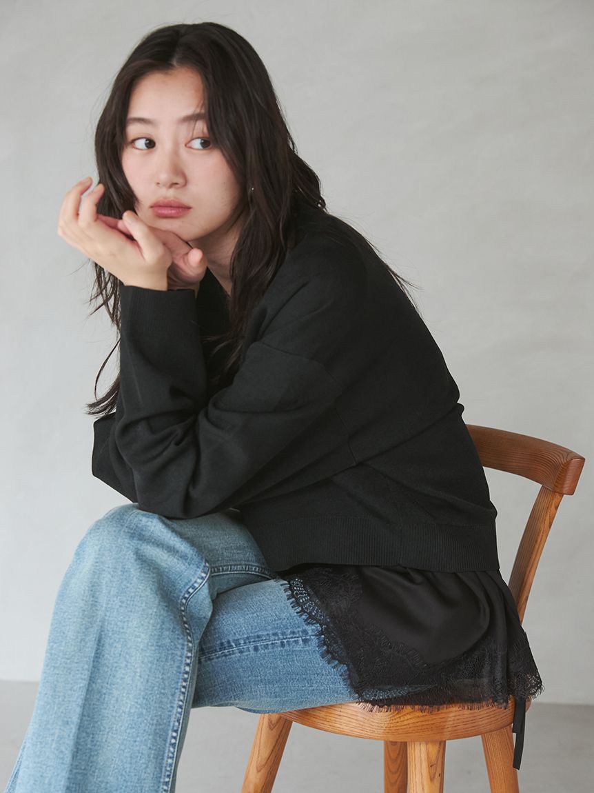 Mila Owen「レーストリムトップス」|ニット・セーター|