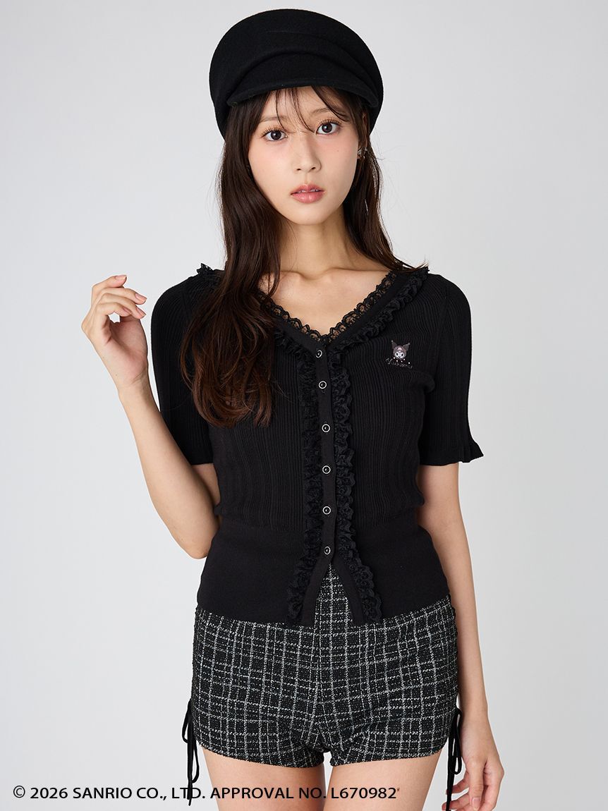 SNIDEL「【クロミ】ワンポイントカーディガン」|カーディガン|BLK