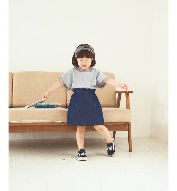 ikka kids「【キッズ】ドットチュール切り替えTシャツ（120~160cm）」|Tシャツ・カットソー|