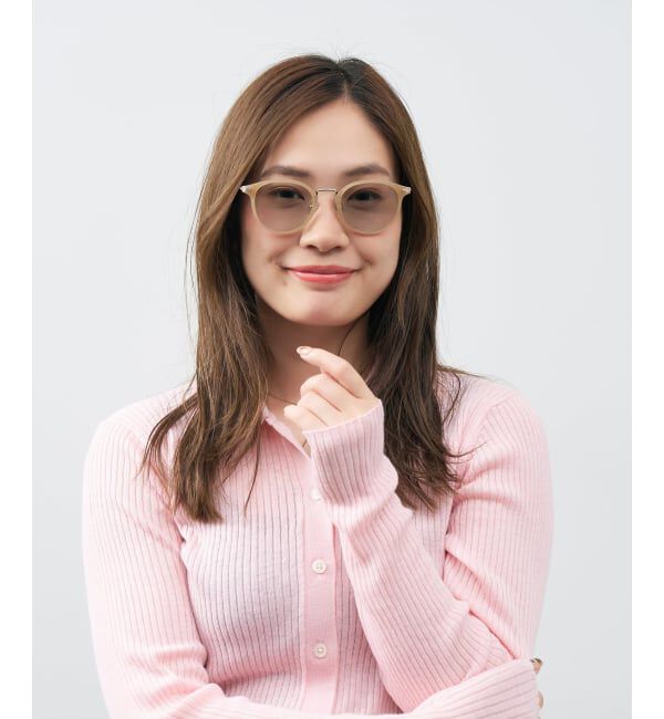  「ボストン型 サングラス | カラーレンズ コンビネーションフレーム 紫外線対策 UVカット TREND SUNGLASSES」|サングラス|ベージュ1