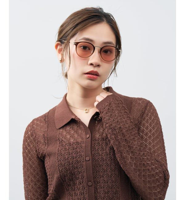  「ボストン型 サングラス | カラーレンズ コンビネーションフレーム 紫外線対策 UVカット TREND SUNGLASSES」|サングラス|濃ブラウン1