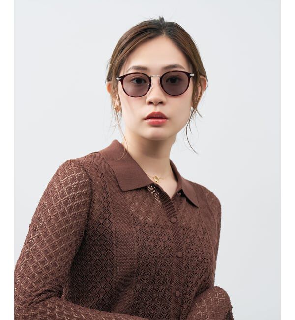  「ボストン型 サングラス | カラーレンズ コンビネーションフレーム 紫外線対策 UVカット TREND SUNGLASSES」|サングラス|茶系デミ