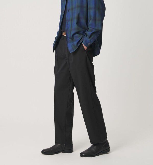 BEAUTY&YOUTH UNITED ARROWS「ウールブレンド 1プリーツ テーパード スラックス NO.9 ウォッシャブル」|チノ|BLACK