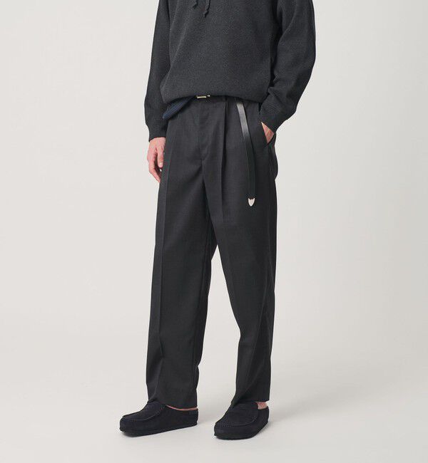 BEAUTY&YOUTH UNITED ARROWS「ウールブレンド 1プリーツ テーパード スラックス NO.9 ウォッシャブル」|チノ|DK.GRAY