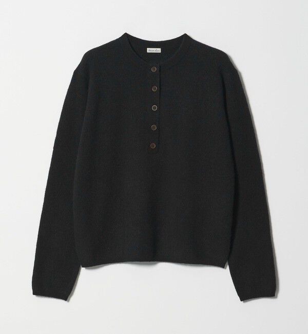 STEVEN ALAN「＜Steven Alan＞ウール ナイロン キャメル ミックス ヘンリーネック ニット」|ニット・セーター|BLACK
