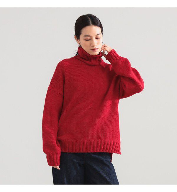 BEAMS SELECTION for WOMEN「SLOANE / 3ゲージ ジーロンラム タートルネック ニット」|ニット・セーター|別注RED