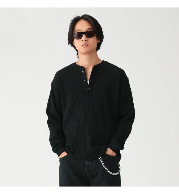 BEAMS「ヘンリーネック Tシャツ」|Tシャツ・カットソー|BLACK