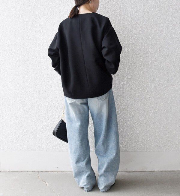 SHIPS any「〈洗濯機可能〉ダブルクロス ノーカラー ジップ ブルゾン［NAVY BLUE］」|ノーカラージャケット|