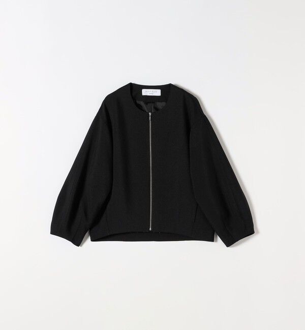 SHIPS any「〈洗濯機可能〉ダブルクロス ノーカラー ジップ ブルゾン［NAVY BLUE］」|ノーカラージャケット|