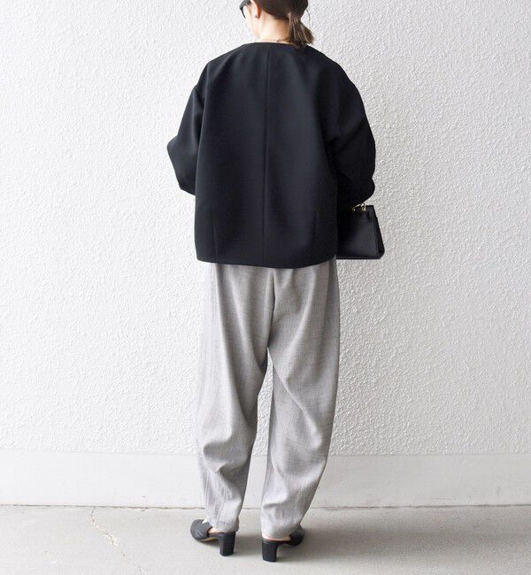 SHIPS any「〈洗濯機可能〉ダブルクロス ノーカラー ジップ ブルゾン［NAVY BLUE］」|ノーカラージャケット|