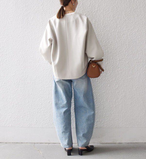 SHIPS any「〈洗濯機可能〉ダブルクロス ノーカラー ジップ ブルゾン［NAVY BLUE］」|ノーカラージャケット|
