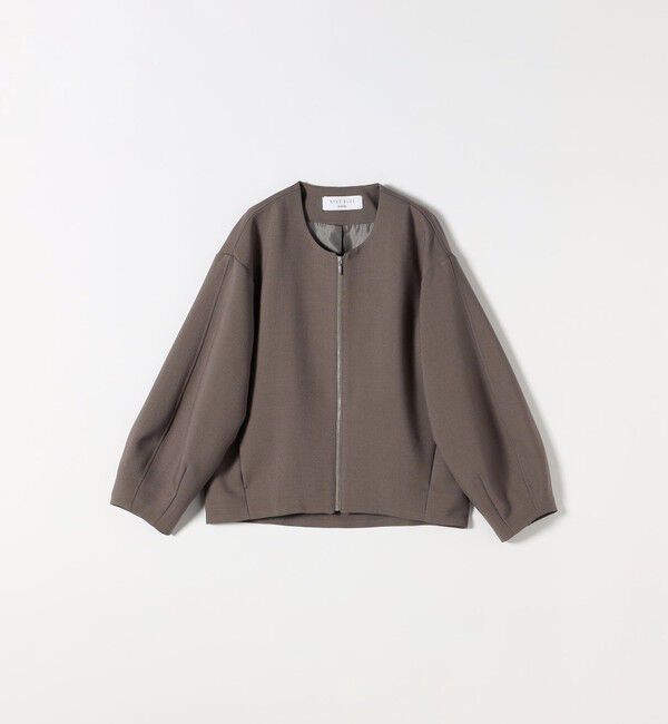 SHIPS any「〈洗濯機可能〉ダブルクロス ノーカラー ジップ ブルゾン［NAVY BLUE］」|ノーカラージャケット|
