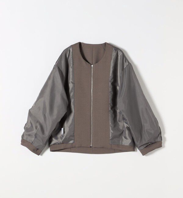 SHIPS any「〈洗濯機可能〉ダブルクロス ノーカラー ジップ ブルゾン［NAVY BLUE］」|ノーカラージャケット|