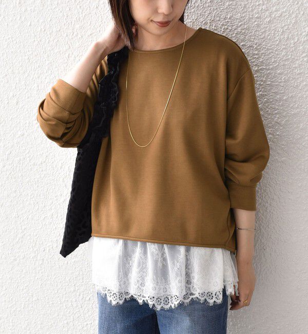 SHIPS Colors 「〈手洗い可能〉レースタンクトップ セット プルオーバー◇」|Tシャツ・カットソー|キャメル
