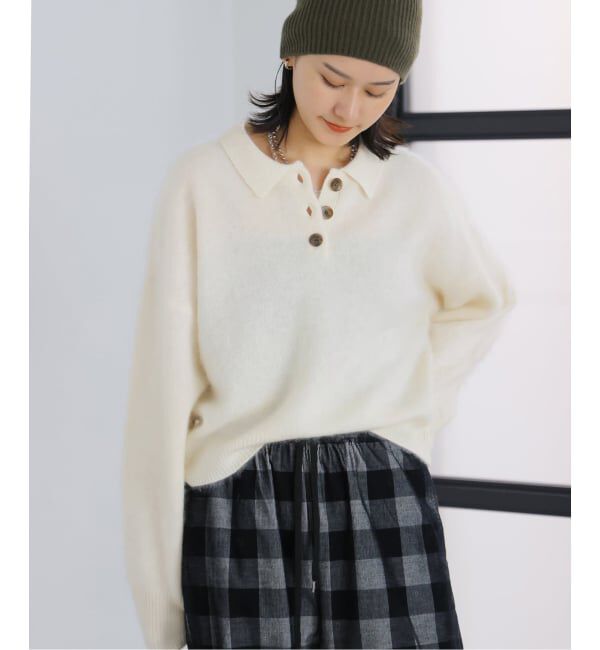 JOURNAL STANDARD「《予約》FLUFFY KNIT ポロシャツ」|ニット・セーター|ホワイト
