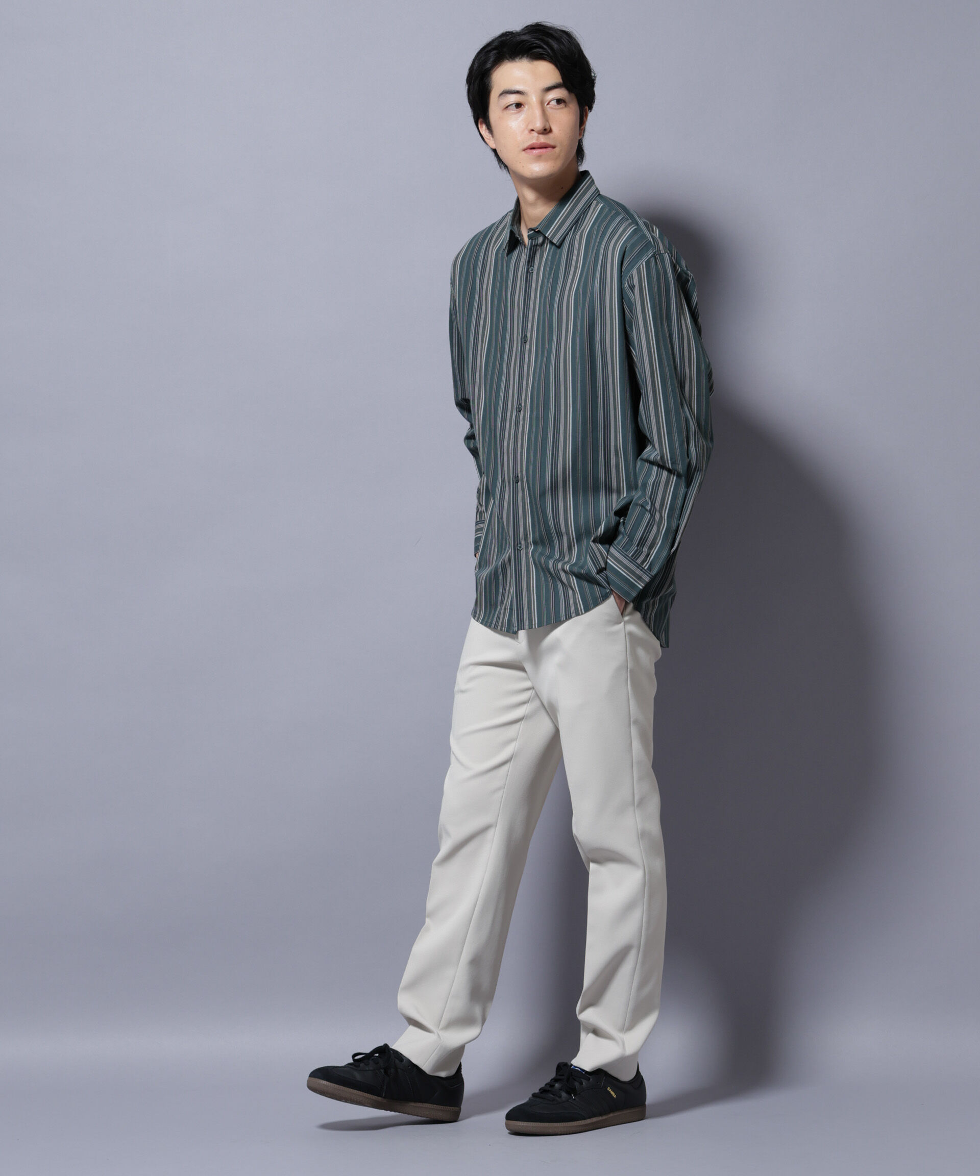 NANO universe「ランダムストライプシャツ 長袖」|シャツ・ブラウス|