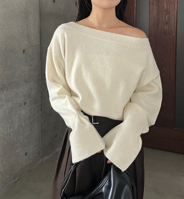  「【もちふわシリーズ】もちふわWOOLボートネックニット」|ニット・セーター|