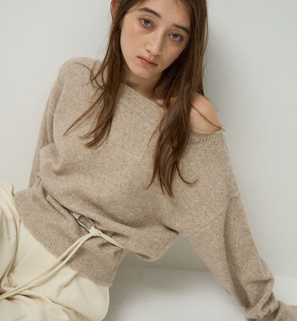  「【もちふわシリーズ】もちふわWOOLボートネックニット」|ニット・セーター|