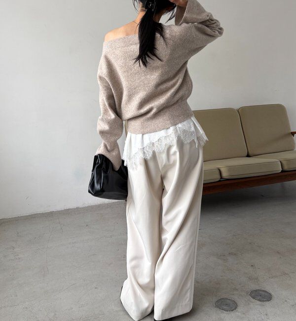  「【もちふわシリーズ】もちふわWOOLボートネックニット」|ニット・セーター|