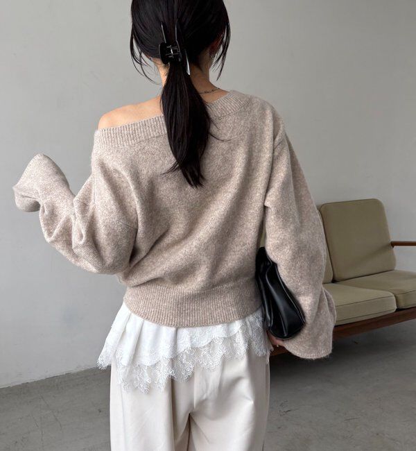  「【もちふわシリーズ】もちふわWOOLボートネックニット」|ニット・セーター|