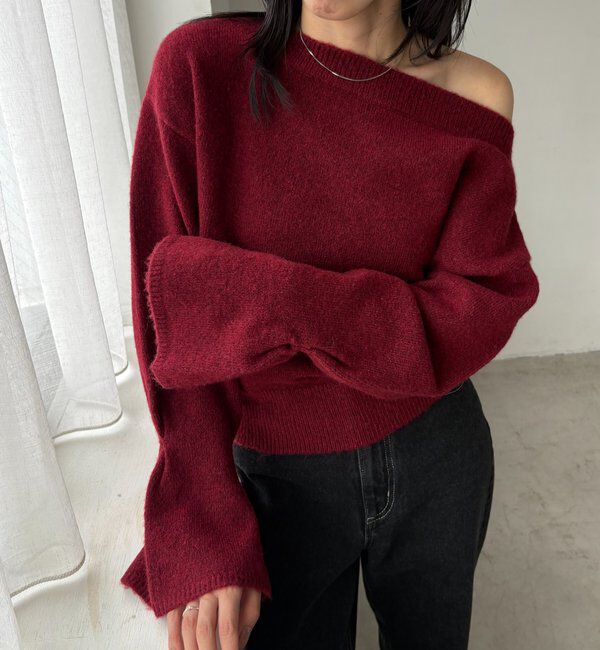  「【もちふわシリーズ】もちふわWOOLボートネックニット」|ニット・セーター|