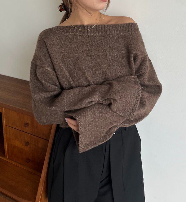  「【もちふわシリーズ】もちふわWOOLボートネックニット」|ニット・セーター|
