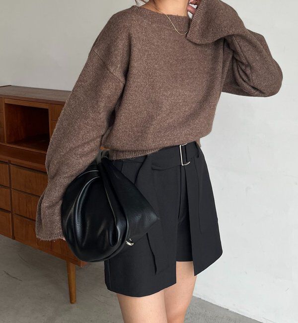  「【もちふわシリーズ】もちふわWOOLボートネックニット」|ニット・セーター|