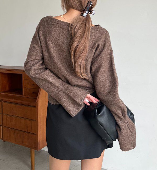  「【もちふわシリーズ】もちふわWOOLボートネックニット」|ニット・セーター|