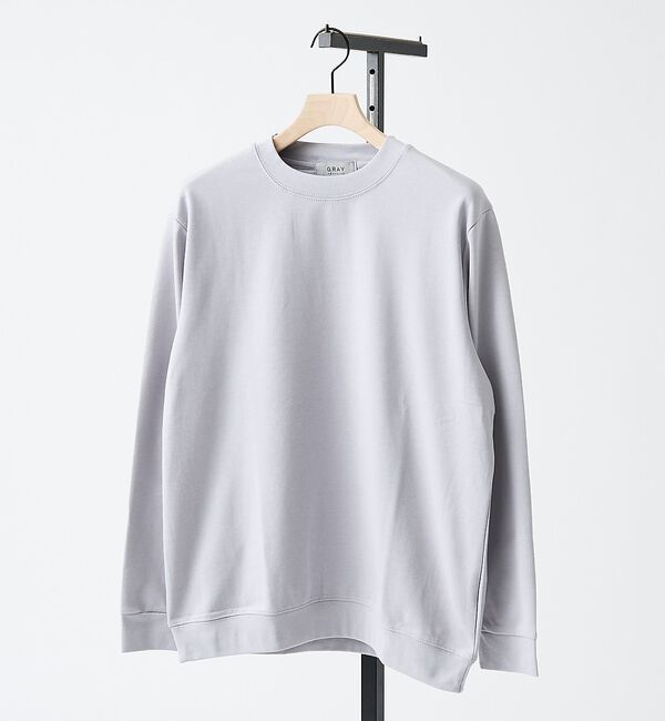 ABAHOUSE「【SMART CLOSET】シルキータッチ モックネック 長袖Tシャツ」|Tシャツ・カットソー|ブルーグレー