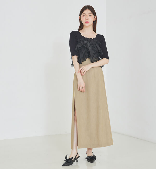 SELFIST「ショートパンツ付きスリットロングスカート」|スカート|