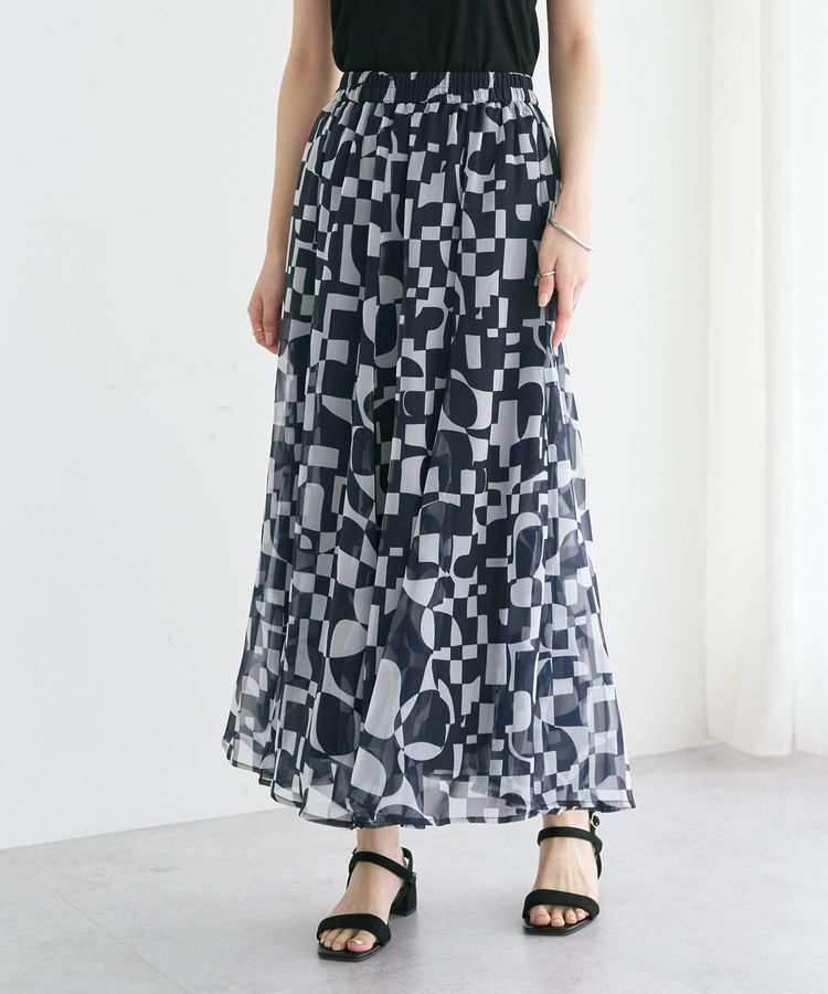YECCA VECCA「アート柄シアーロングスカート」|スカート|