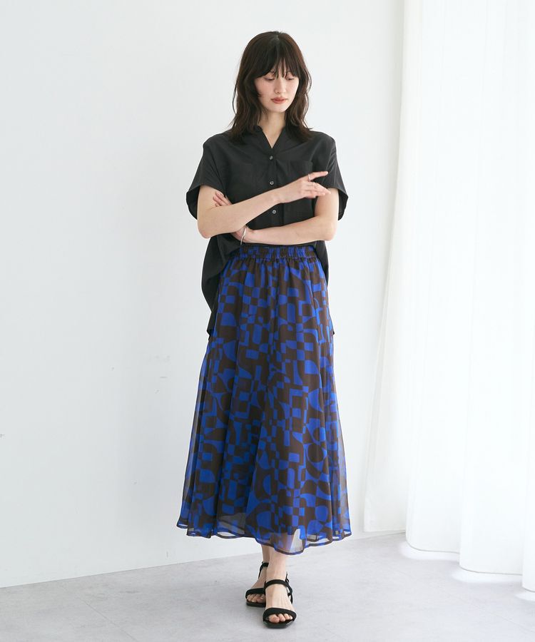 YECCA VECCA「アート柄シアーロングスカート」|スカート|
