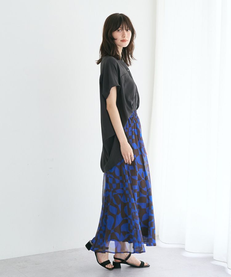 YECCA VECCA「アート柄シアーロングスカート」|スカート|