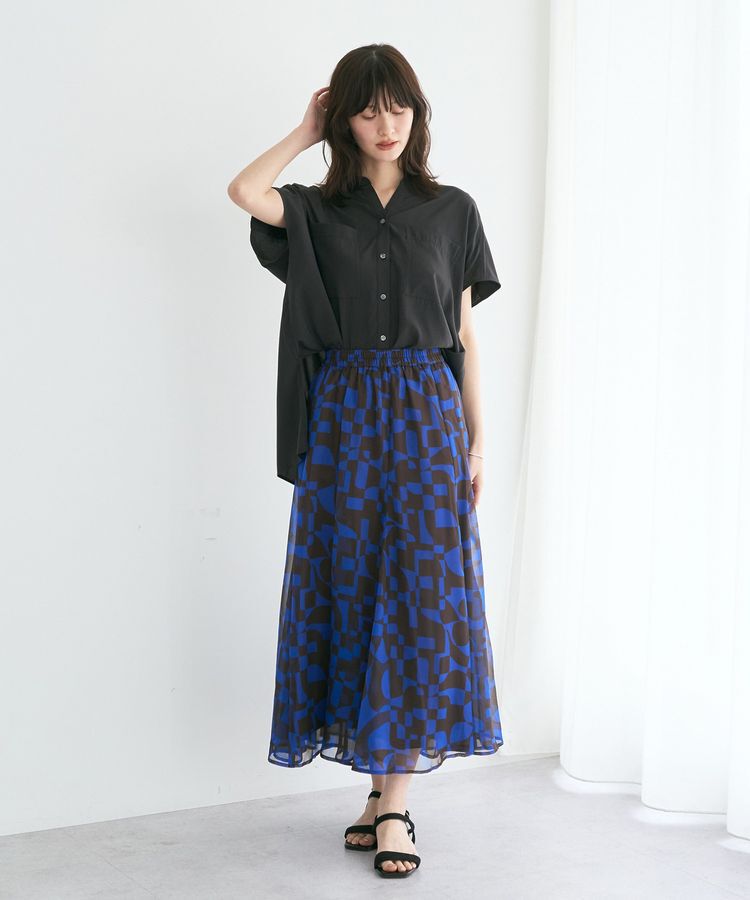 YECCA VECCA「アート柄シアーロングスカート」|スカート|