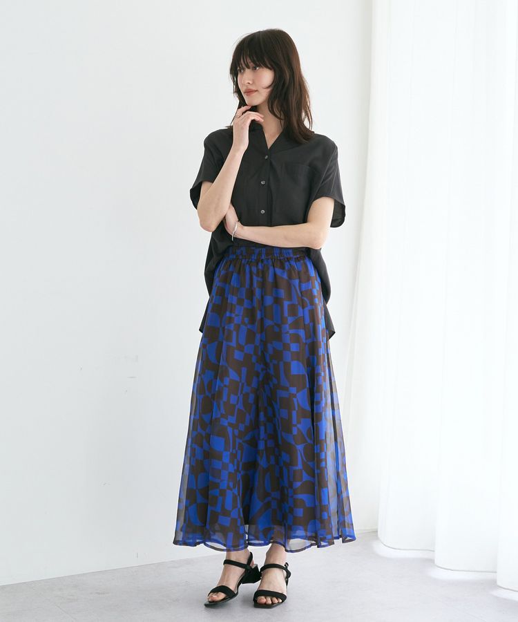 YECCA VECCA「アート柄シアーロングスカート」|スカート|