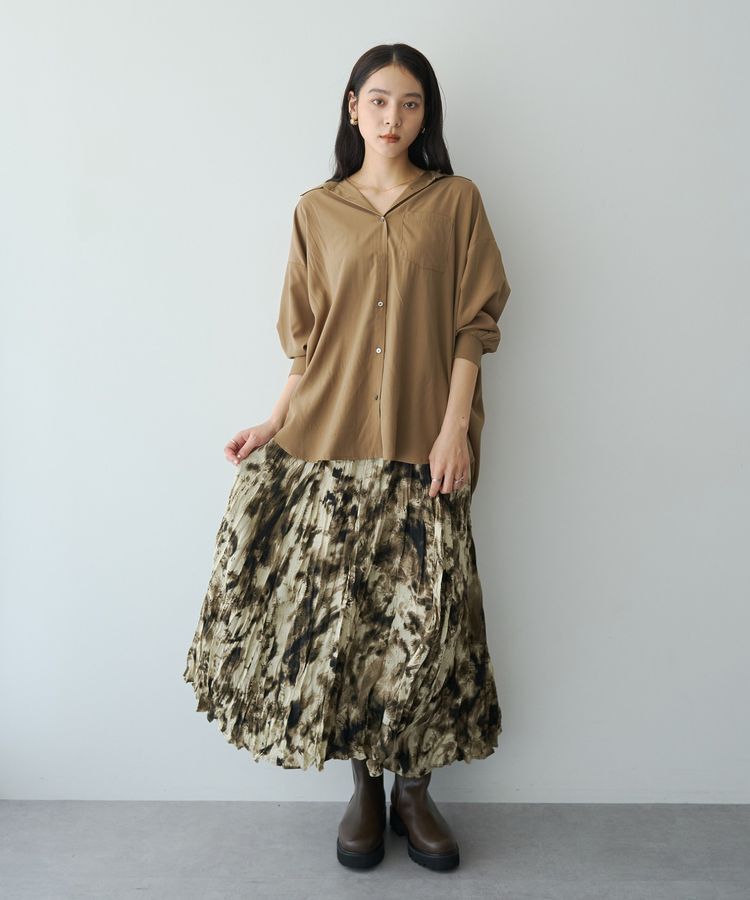 YECCA VECCA「ニュアンス柄クラッシュプリーツスカート」|スカート|