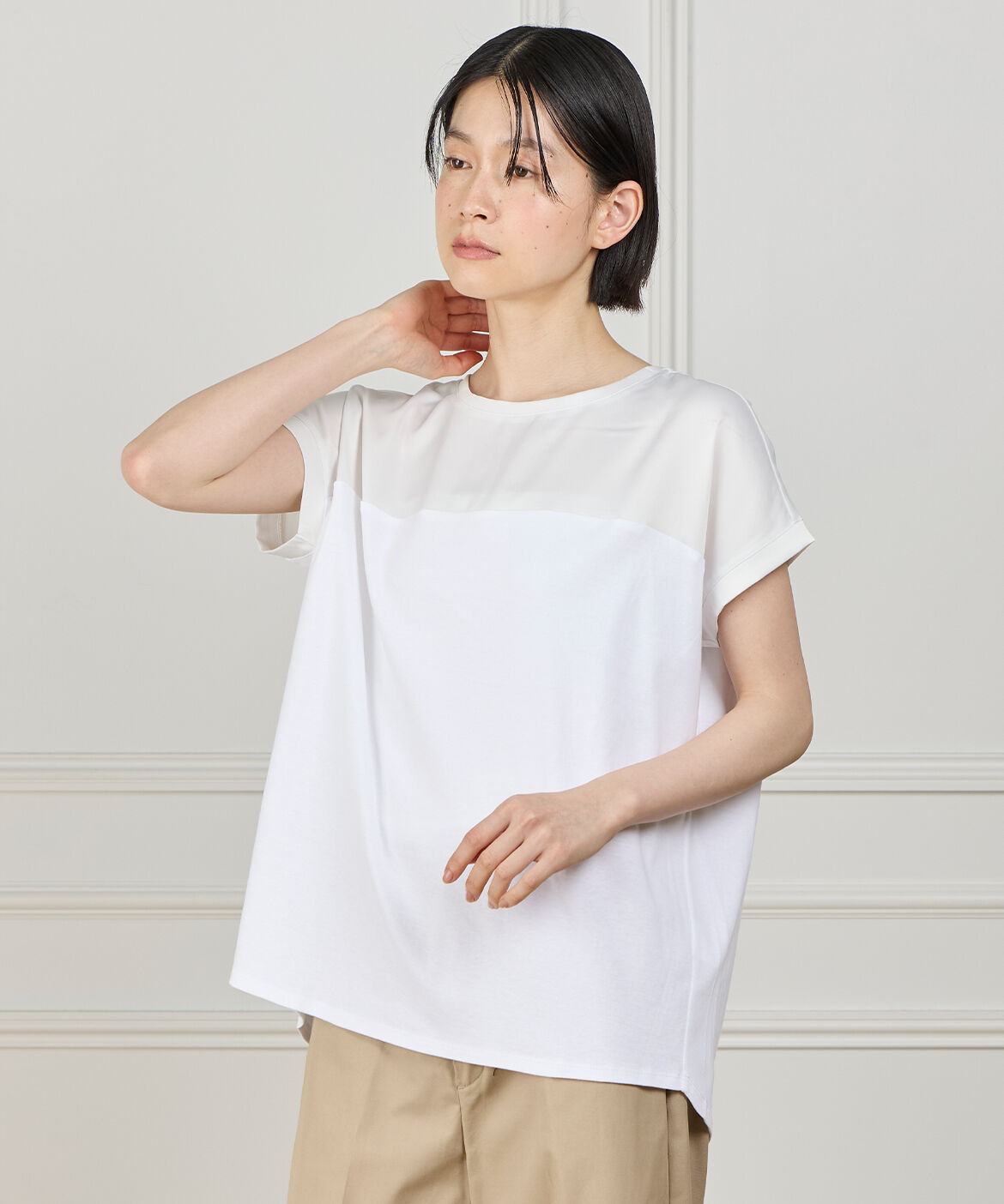 DAY by DAY it&rsquo;s international「サテン切り替えドルマンプルオーバー《スビン綿MIXフライス》」|Tシャツ・カットソー|ホワイト