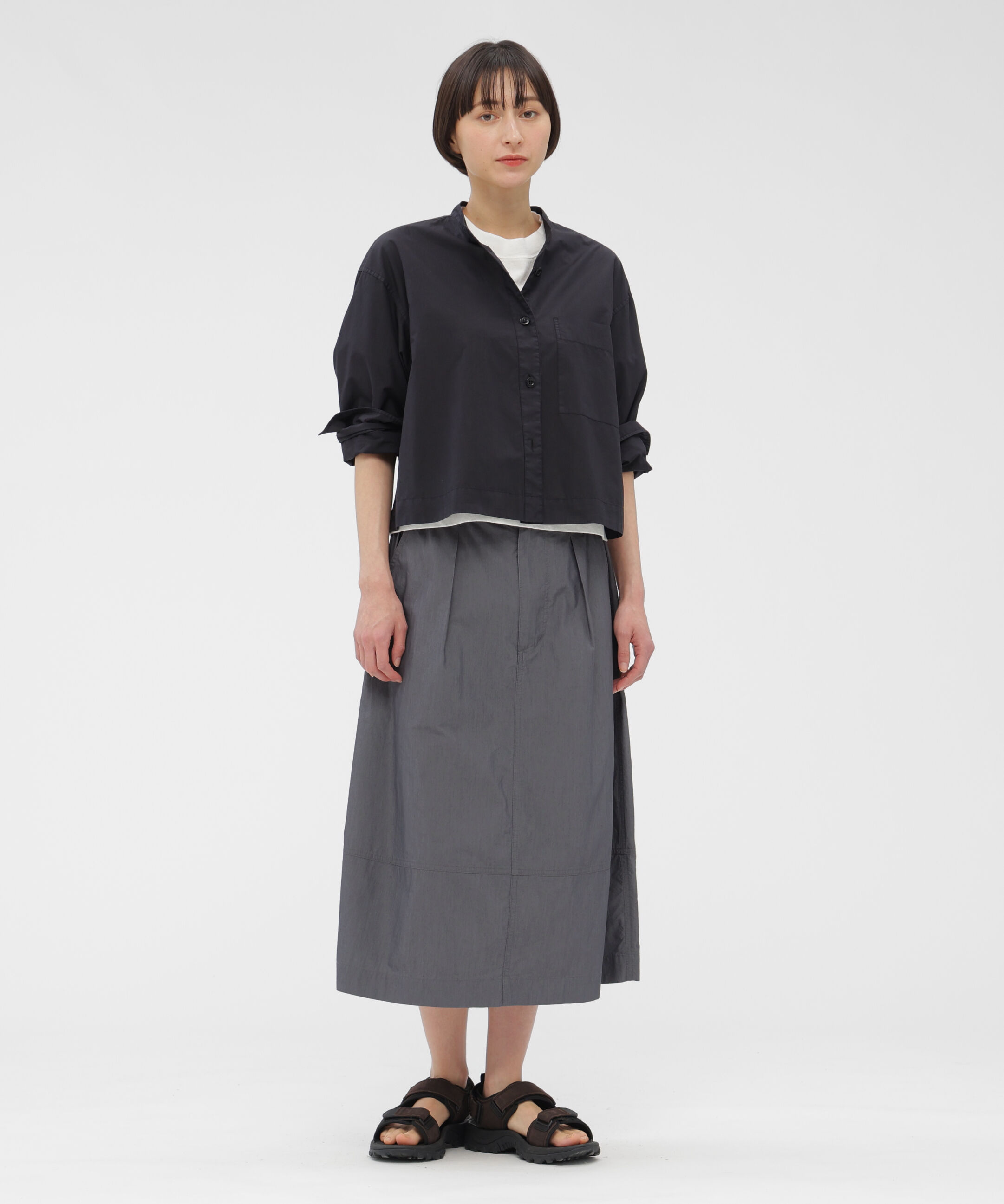 MHL.「SUPERLIGHT COTTON NYLON SKIRT」|スカート|MID GREY2
