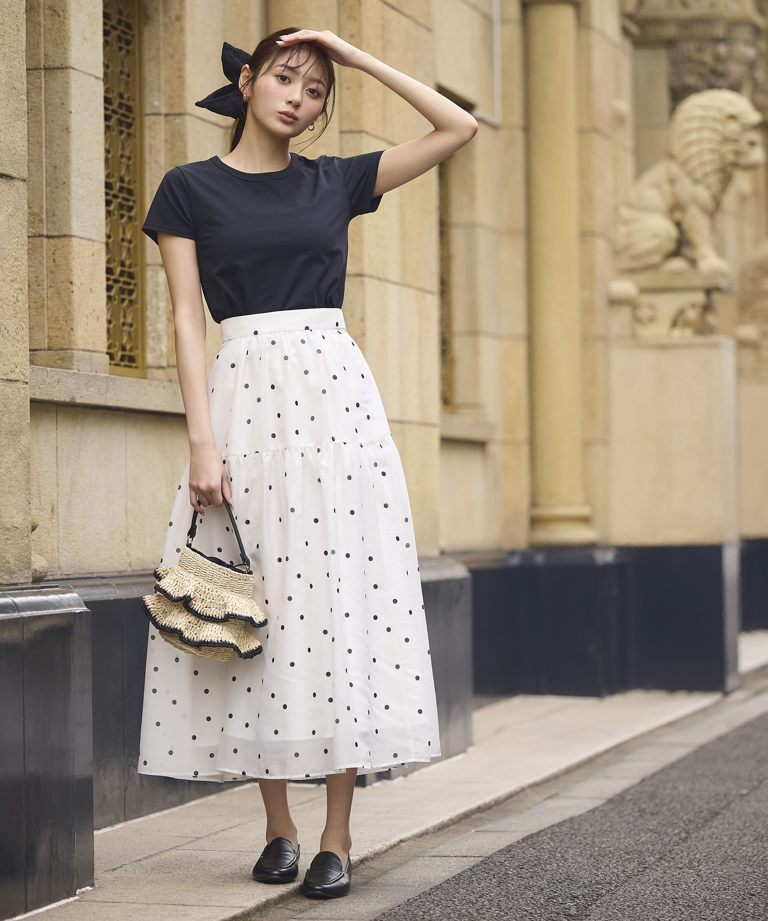 PROPORTION BODY DRESSING「ドットプリントティアードスカート 26SS」|スカート|ホワイト