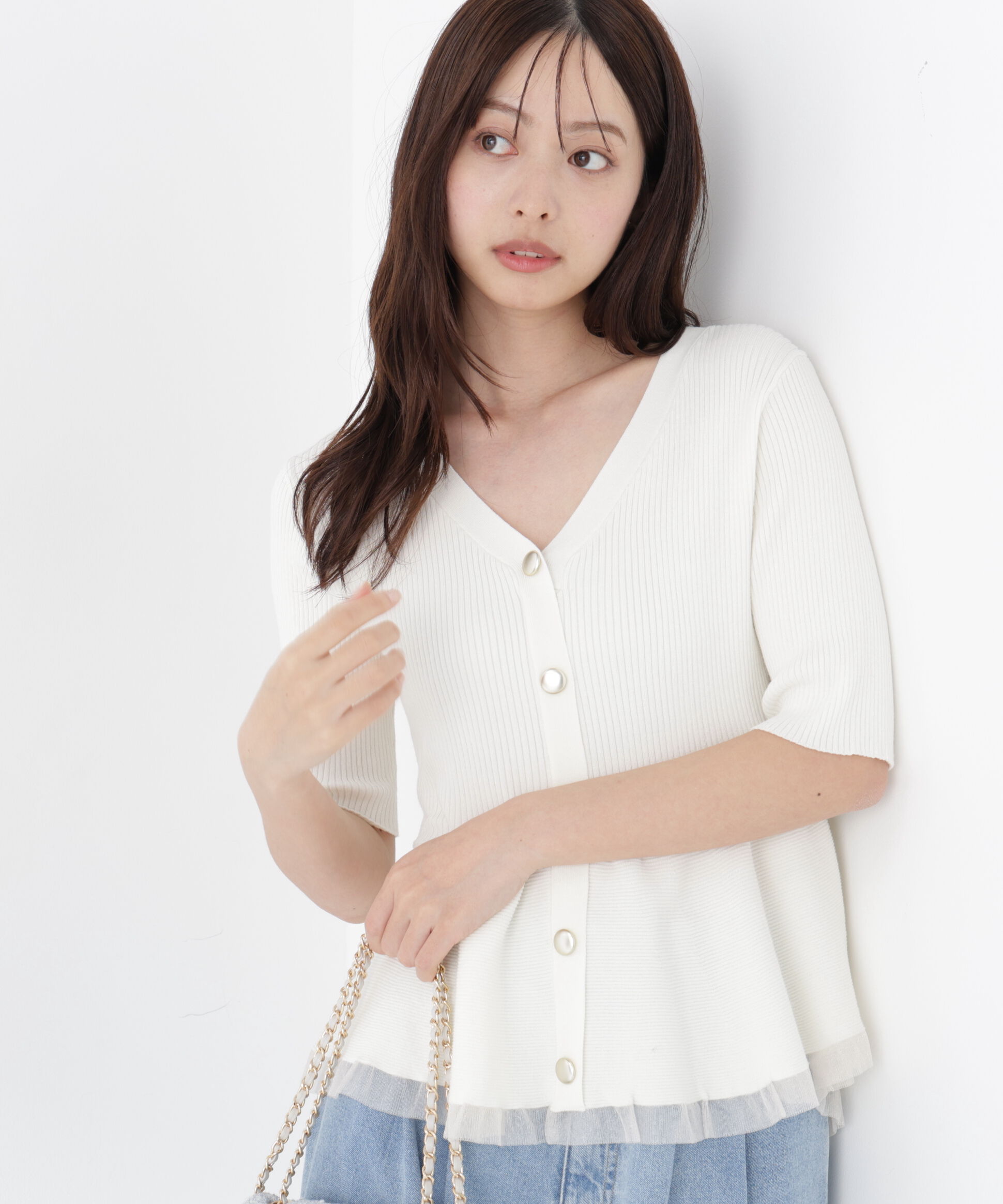 PROPORTION BODY DRESSING「部分シアーペプラムニット」|ニット・セーター|